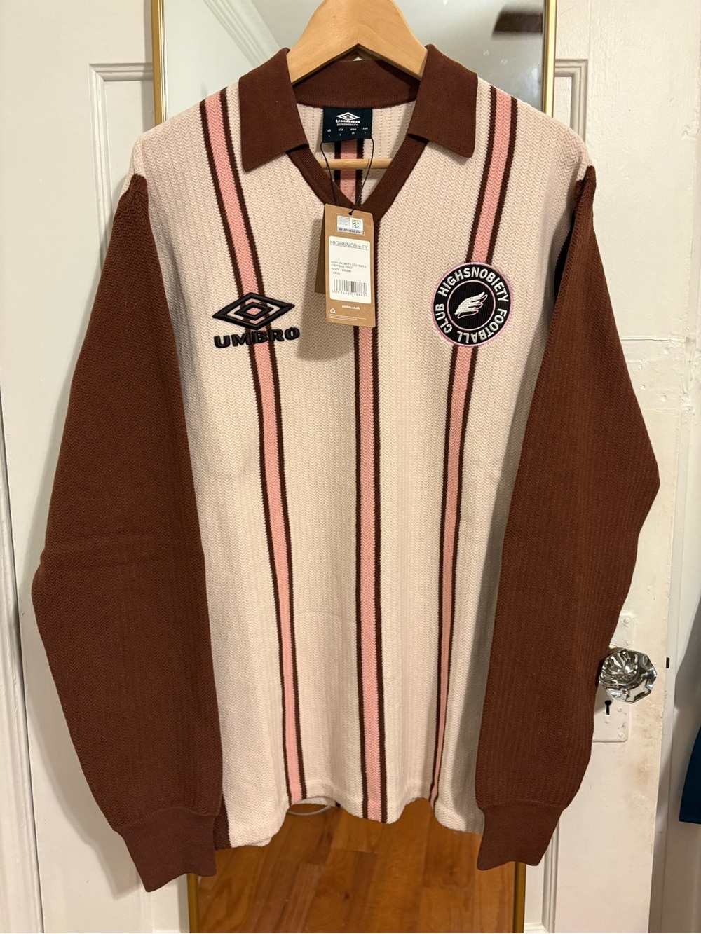 Umbro High Snobiety FC Striped Knit Polo Football Soccer Sweater NWT
